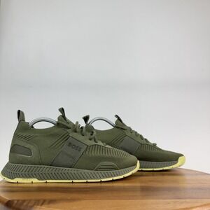 Mens Boss Titanium Runn Green Knit Comfort Casual Athletic Sneaker Size‎ 40